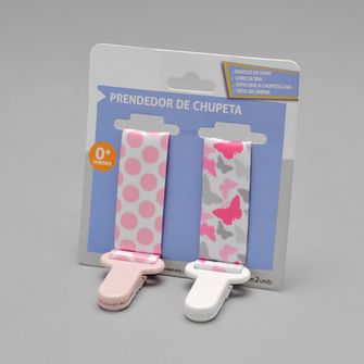 Prendedor de Chupeta com 2 Unidades Rosa - 18960R