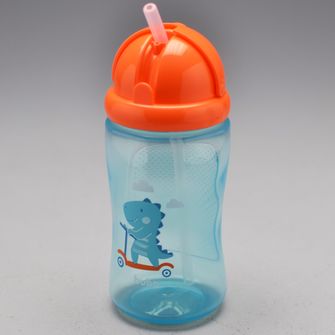 Garrafinha com Canudo Retrátil 340ml Dino Patinete - Azul