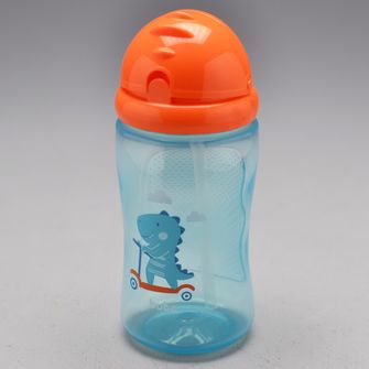 Garrafinha com Canudo Retrátil 340ml Dino Patinete - Azul