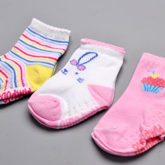 Kit Meia Estampada com 3 Unidades Rosa