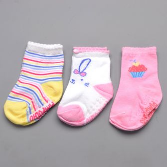 Kit Meia Estampada com 3 Unidades Rosa