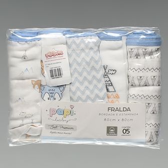 Kit Fralda Bordada e Estampada 5 Unidades - 1229