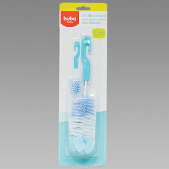 Kit Escova para Mamadeira com Esponja Azul