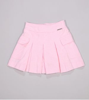Saia Short Flanela Xadrez Pregas e Bolsos