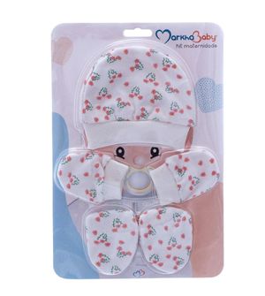 Kit Touca Luvas & Pantufas Floral