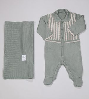 Saída Maternidade Tricot Com Manta