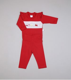 Conjunto Body Bordado Menina - 5576 Vermelho