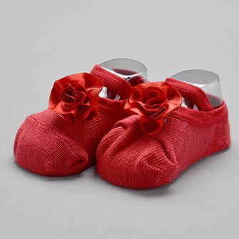 Meia Sapatilha Baby Flor Vermelho