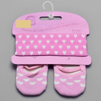 Meia Sapatilha Com Faixa Bebê Rosa