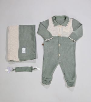 Saída Maternidade Tricot Com Manta Delicado