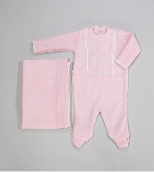 Saída Maternidade Tricot Com Manta Tranças