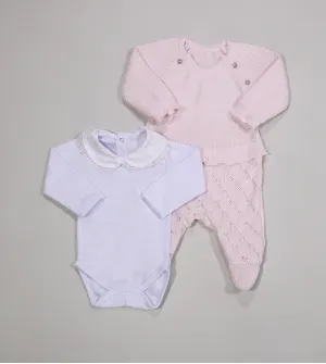 Saída Maternidade Tricot Com Manta Corações