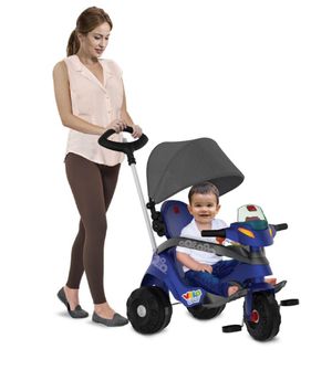 Velobaby Reclinável com Capota Passeio e Pedal Azul Bandeirante
