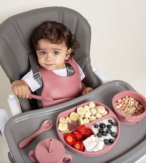Garfo e Colher de Silicone Rosa - Infanti