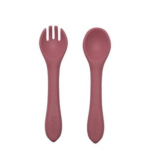 Garfo e Colher de Silicone Rosa - Infanti