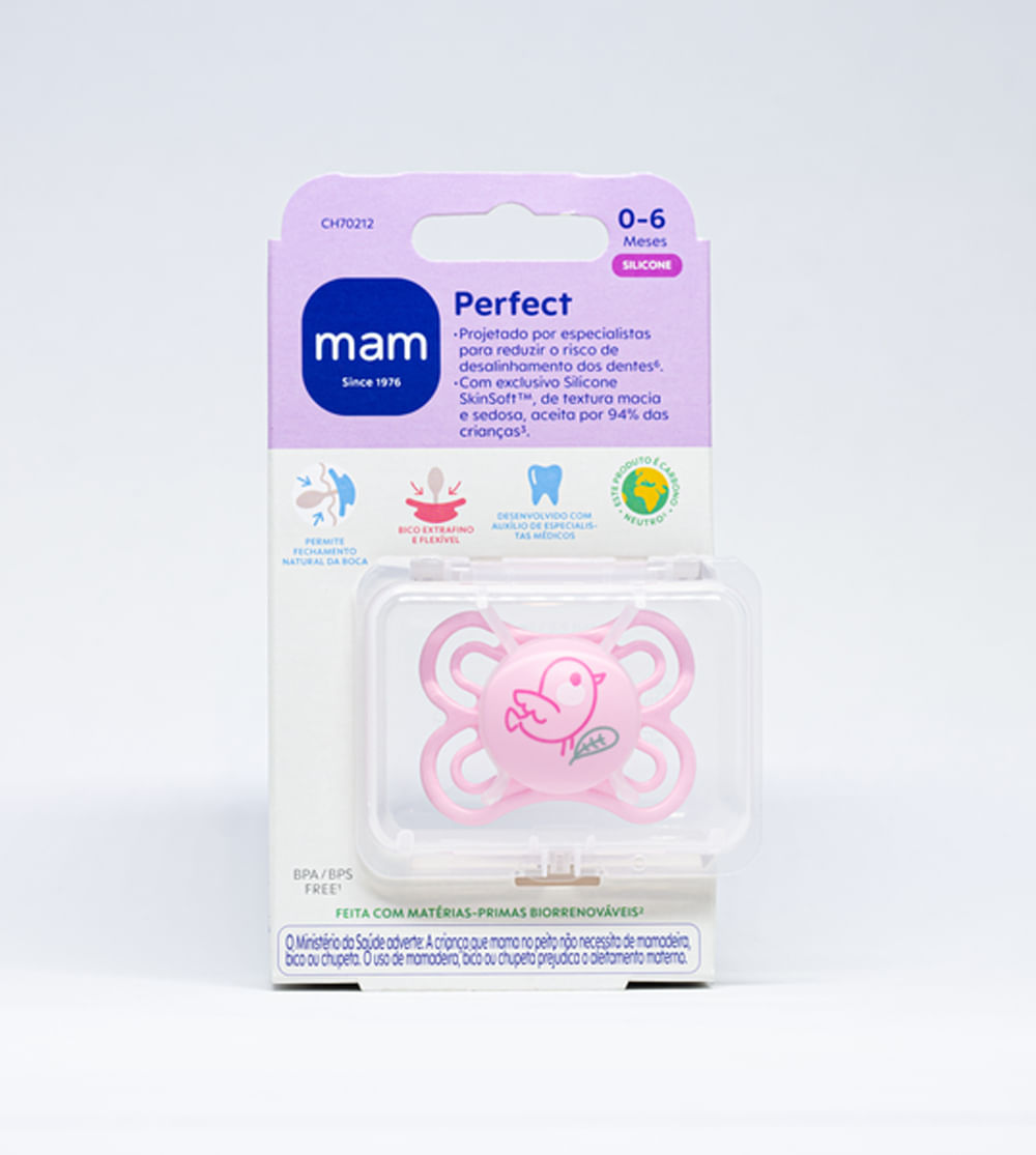 Chupeta Perfect 0 à 6 meses Rosa - CH70212 - Alô Bebê - Loja Oficial