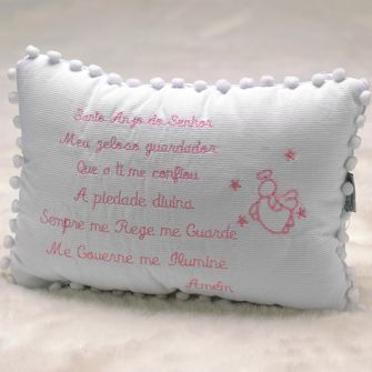 Mini Almofada Santo Anjo com Pompom