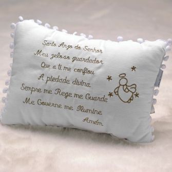 Mini Almofada Santo Anjo com Pompom