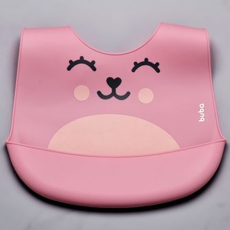 Babador de Silicone com Pega Migalhas Gumy Rosa