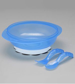 Prato Bowl com Talheres Azul