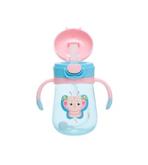 Copo com Alça e Canudo 300ml Borboleta Pipa - Kouii