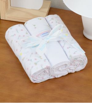 Cueiro Estampado Flanelado Floral com 3 Peças