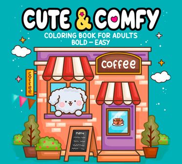 Livro de Colorir Cute & Comfy para Adultos - Cafeteria