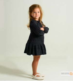 Vestido Manga Longa Xadrez