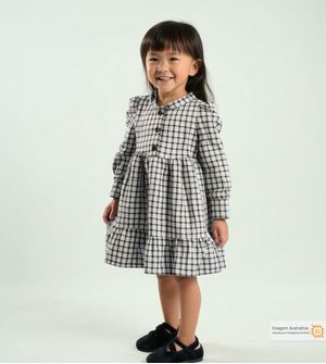 Vestido Manga Longa Xadrez