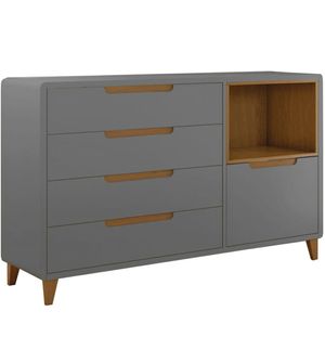 Cômoda Capri Com Nicho Cinza Puppi Móbile