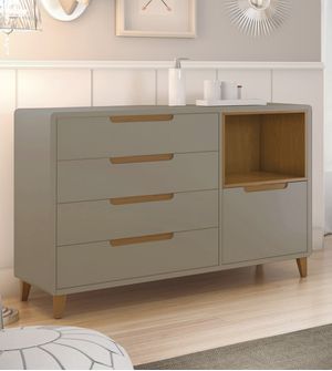 Cômoda Capri Com Nicho Cinza Puppi Móbile