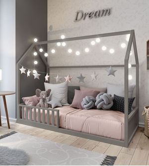 Cama Montessoriana Cinza Puppi Móbile