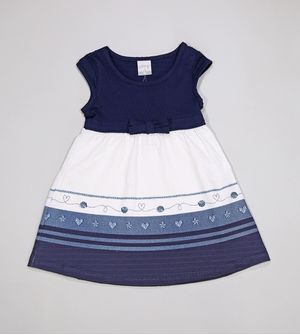 Vestido Marinho Manga Curta - 46596