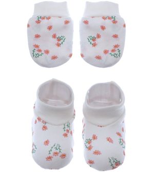 Kit Pantufa & Luva Baby Floral
