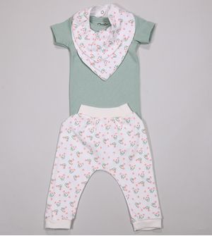 Conjunto Body Com Babador Floral - 10683
