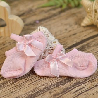 Meia Sapatilha Antiderrapante Laço Rosa