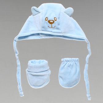 Kit Touca + Sapatinho e Luva - 6027 Azul