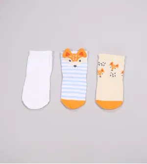 Kit Meia Baby Raposinha com 3 unidades