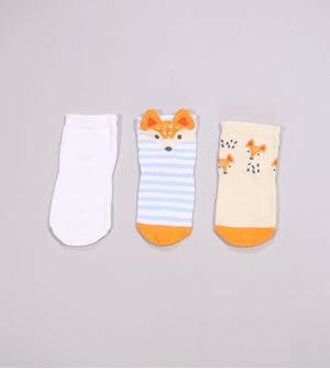 Kit Meia Baby Raposinha com 3 unidades