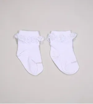 Meia Babado Laise Branca