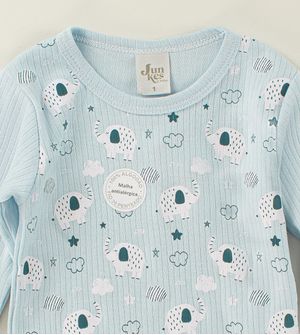 Pijama Canelado Elefantinho Azul