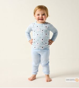 Pijama Canelado Elefantinho Azul