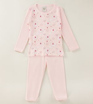 Pijama Canelado Elefantinho Rosa
