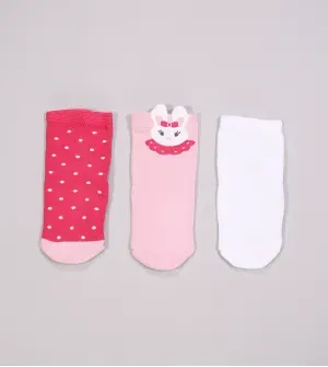 Kit Meia Baby Coelhinha com 3 unidades