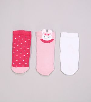 Kit Meia Baby Coelhinha com 3 unidades