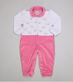 Macacão Plush Ursinhos Rosa - 18138