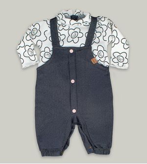 Jardineira Jeans Flor - 3024