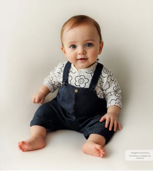 Jardineira Jeans Flor - 3024