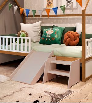 Escada para Cama Montessori Rosa Chá Puppi Móbile