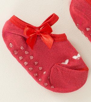 Meia Sapatilha Antiderrapante Laço Vermelho Tam. 13-20